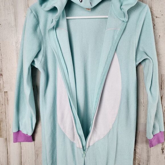 Cat & Jack Unicorn Pajama Onesie Blue Large 10-12 - Picture 4 of 9